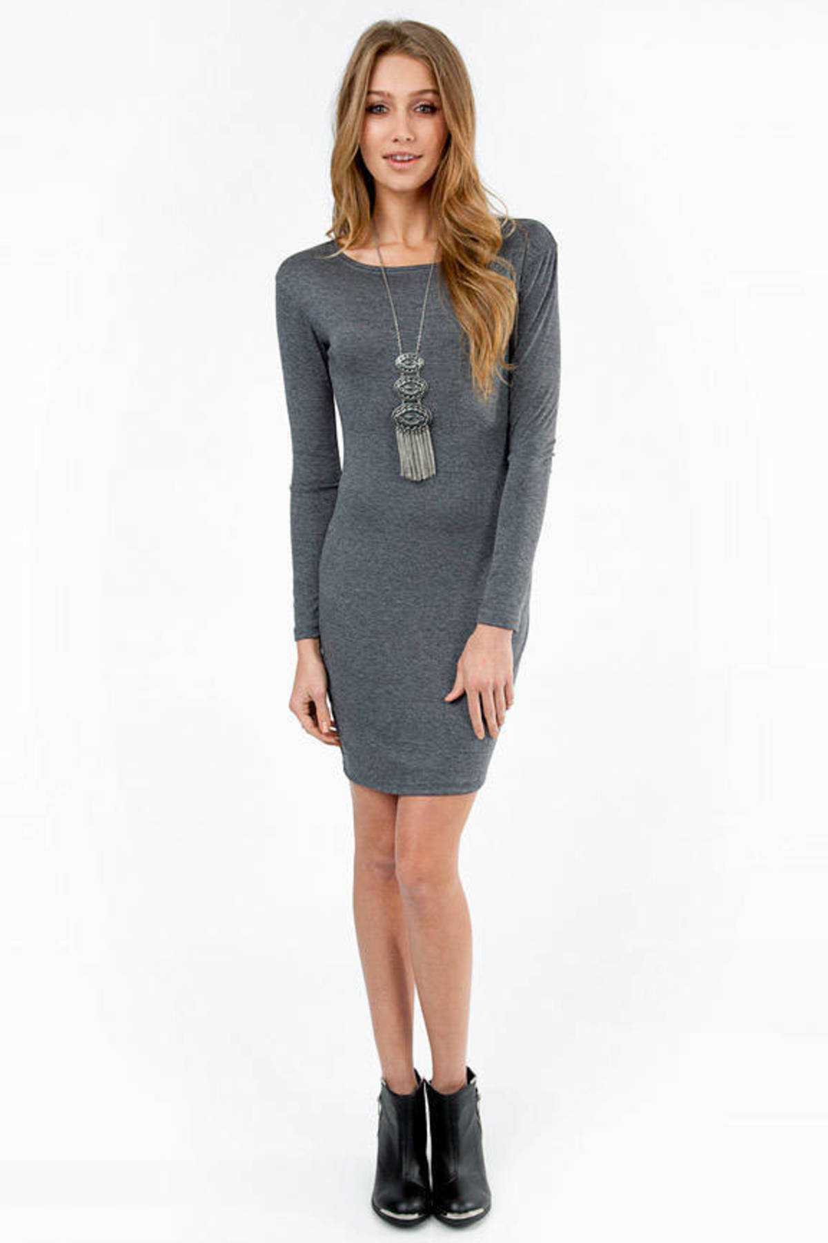 Jersey Dress in Dark Grey - $15 | Tobi US