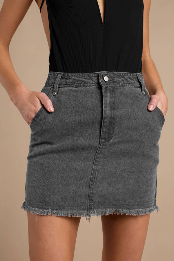 gray jean skirt