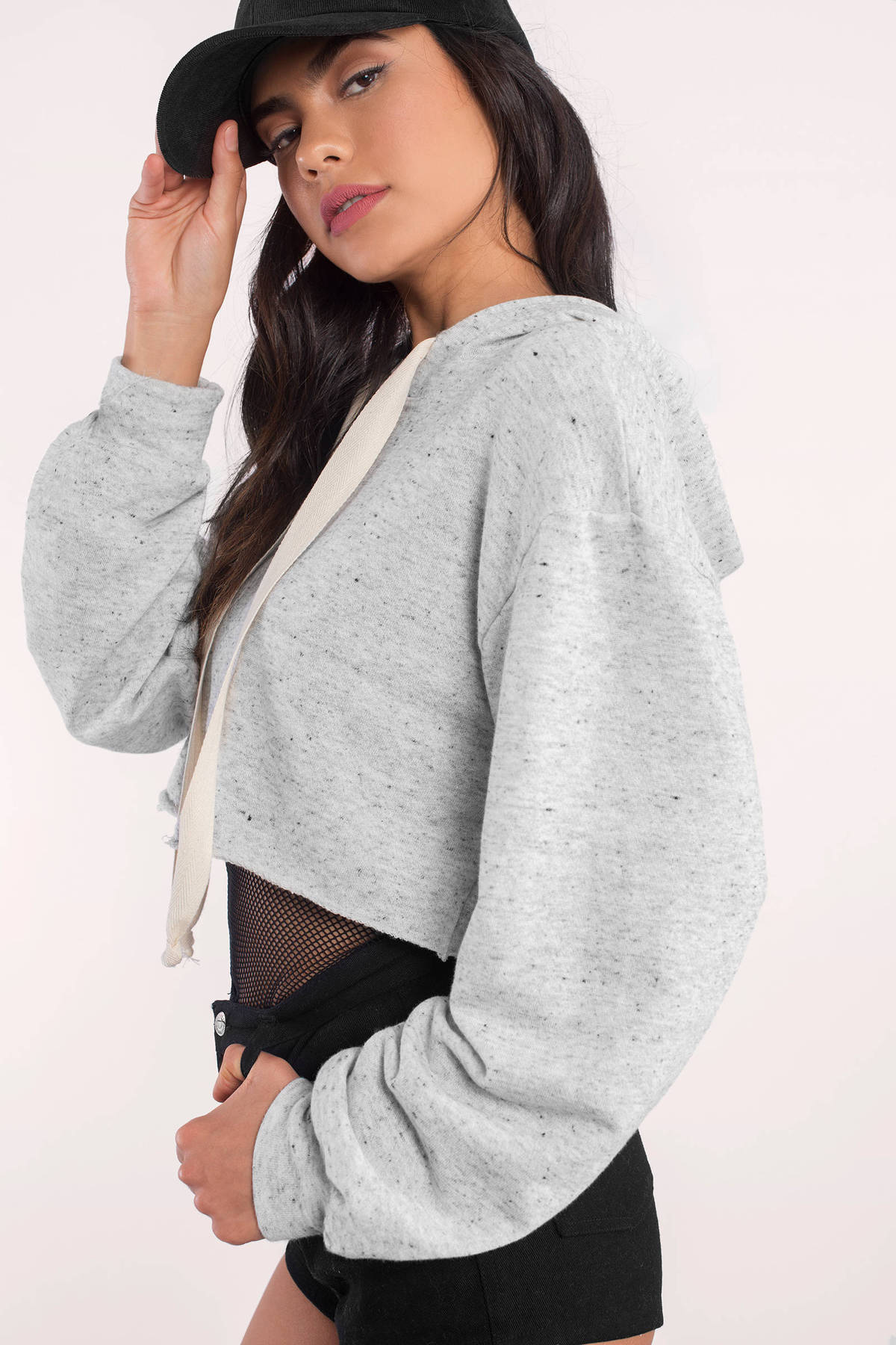 Relax A Bit Crop Hoodie in Grey - $56 | Tobi US