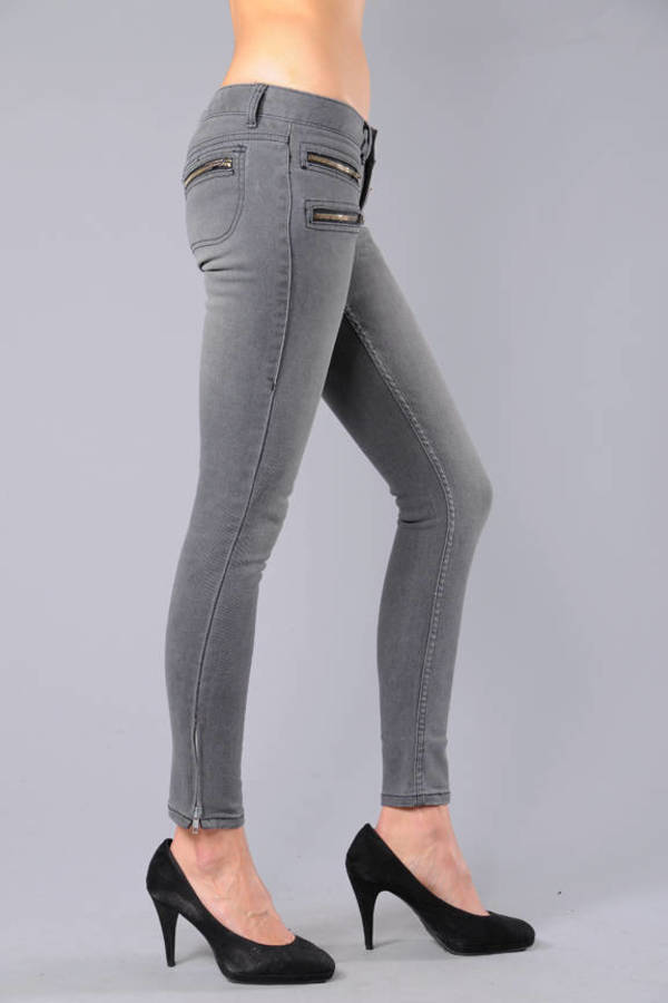The Zip Junkie White Trash Skinny Jeans in Grey - $19 | Tobi US