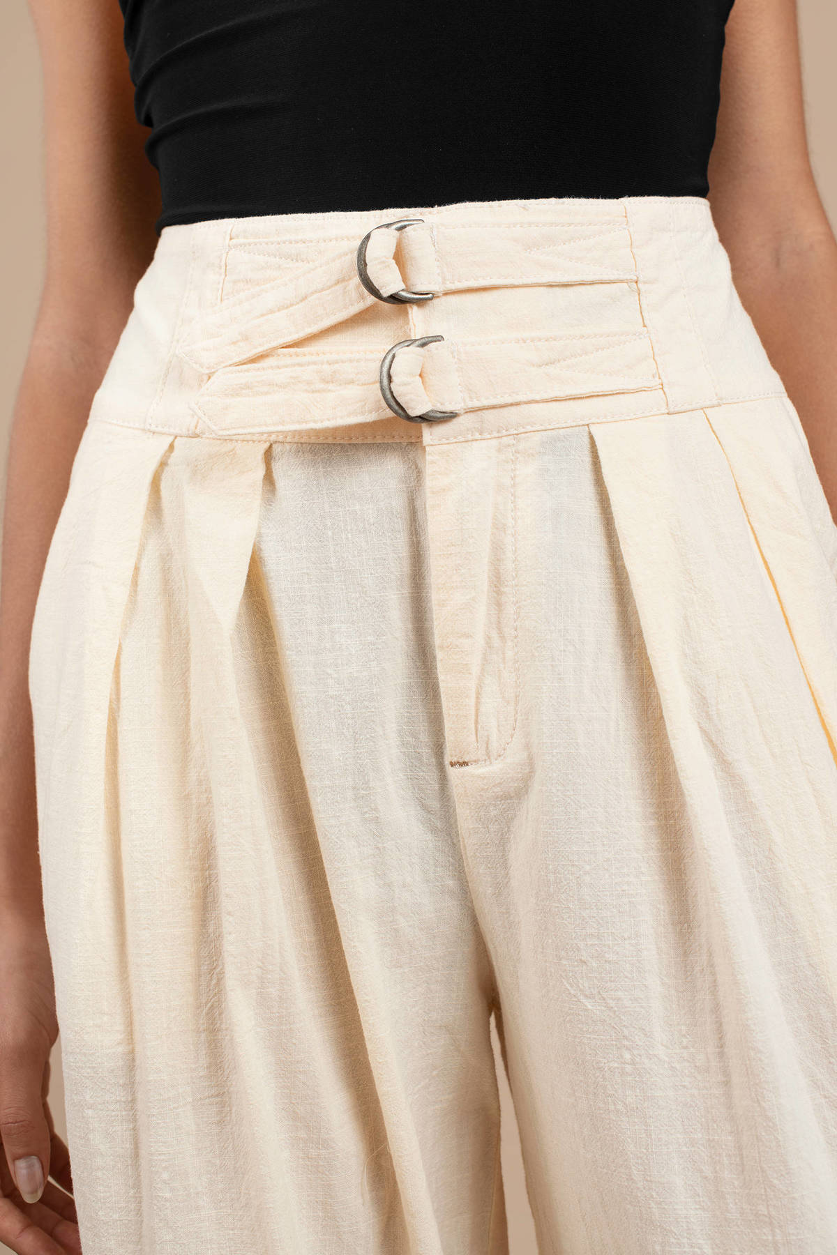 Double Buckle Trouser in Ivory - $58 | Tobi US