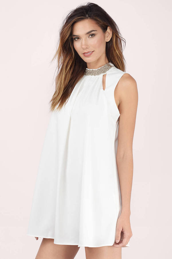 Ivory Shift Dress - White Dress - Sleeveless Dress - Shift Dress - $19 ...
