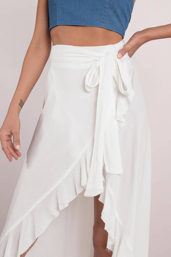 white maxi ruffle skirt