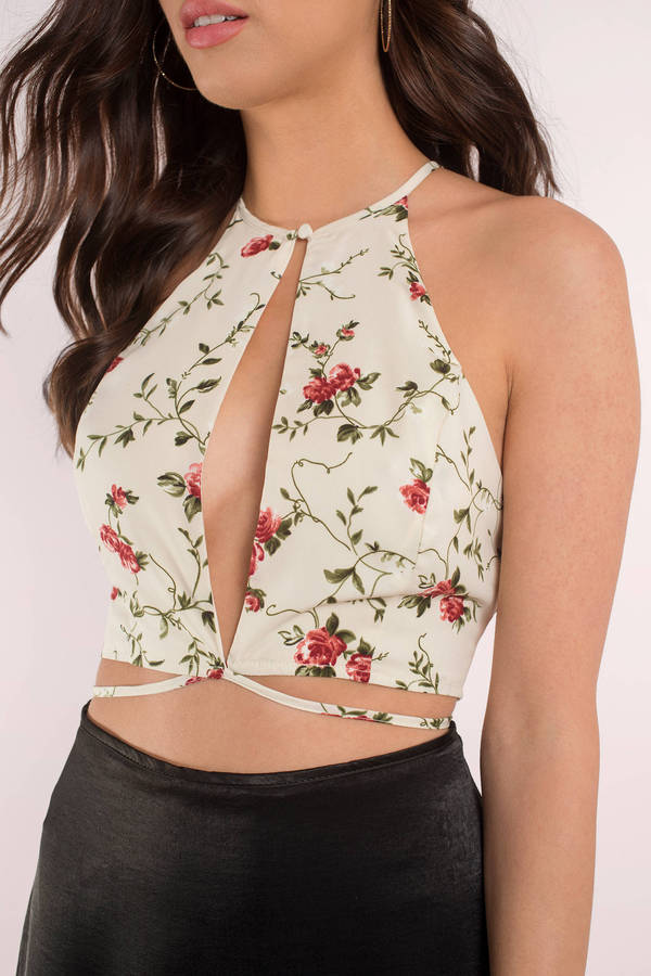 Ivory Top - Keyhole Top - White Top - Sleeveless Floral ...
