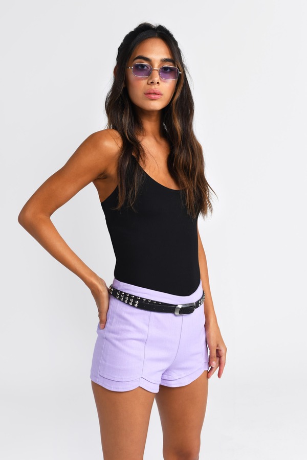 Trendy Lavender Shorts - Scalloped Shorts - Lavender Layered Shorts ...