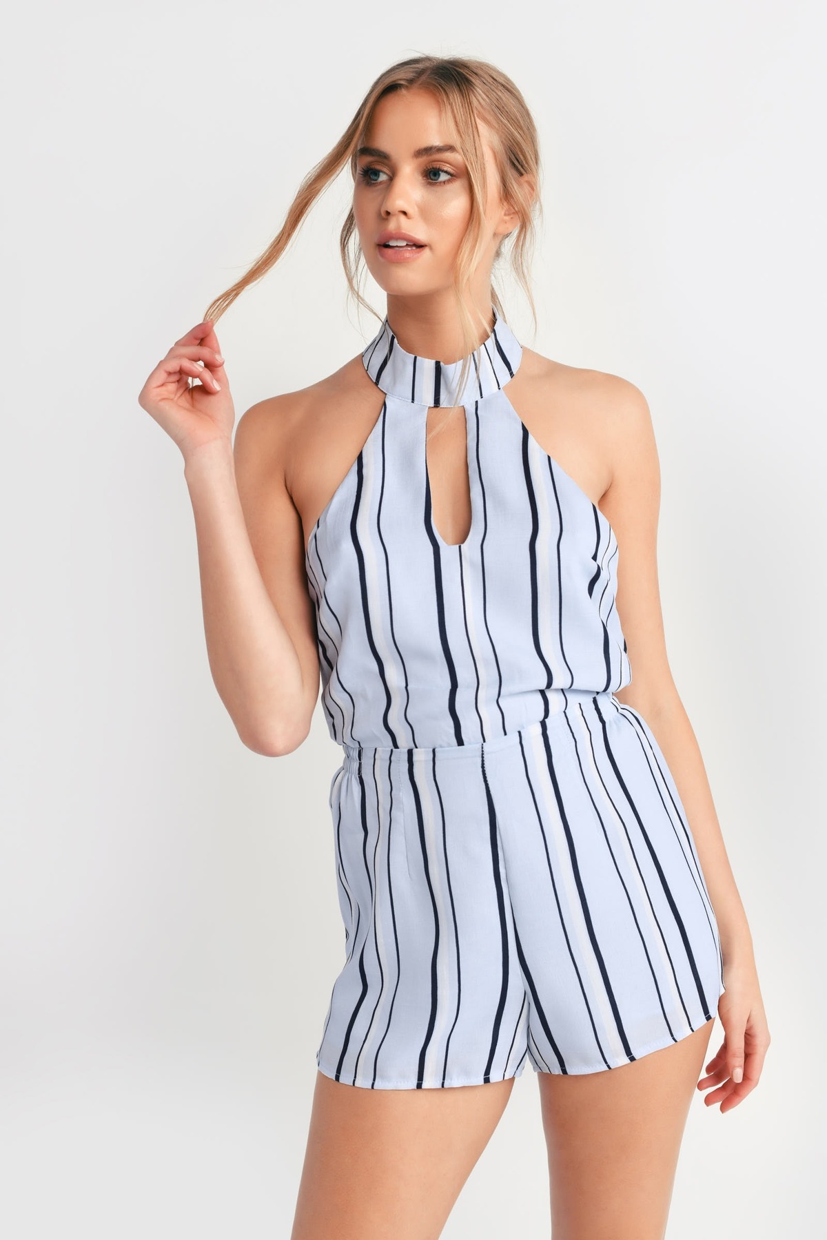 striped halter romper