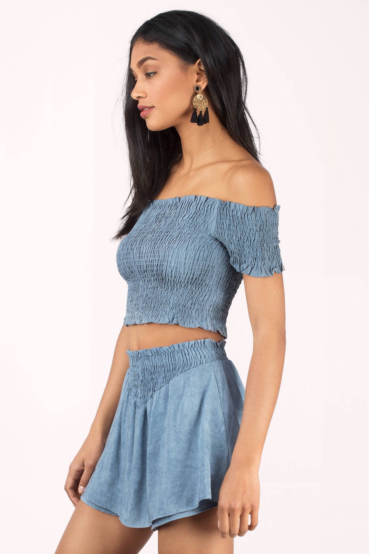 baby blue off shoulder top