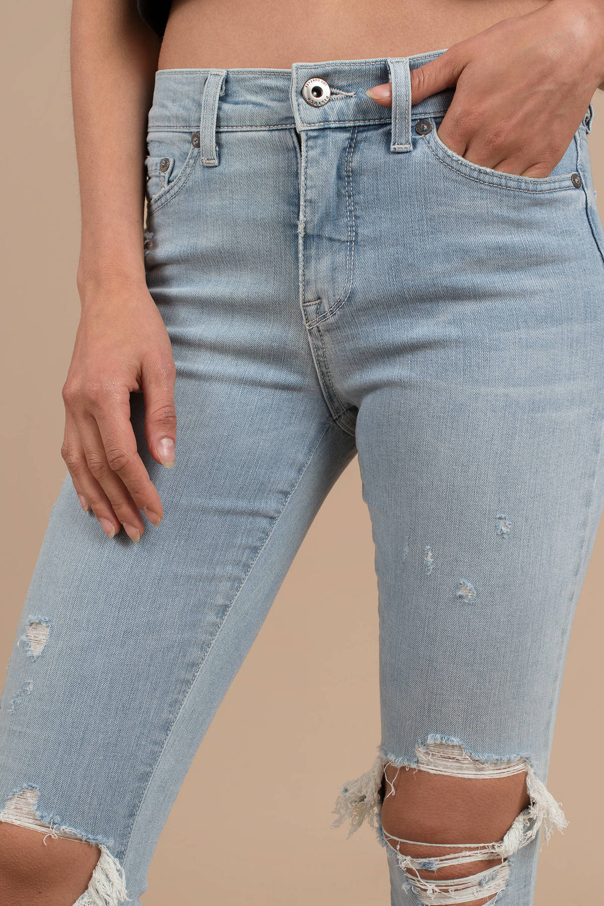 Aline High Rise Skinny Jeans in Light Wash - $58 | Tobi US