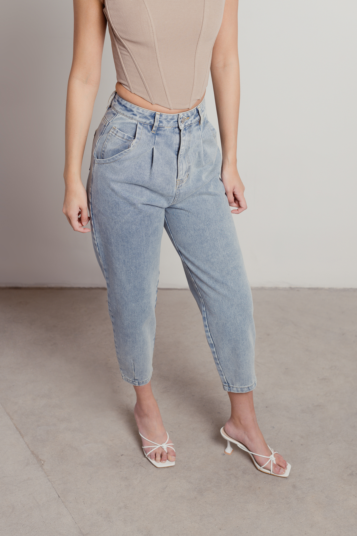 light wash high rise jeans