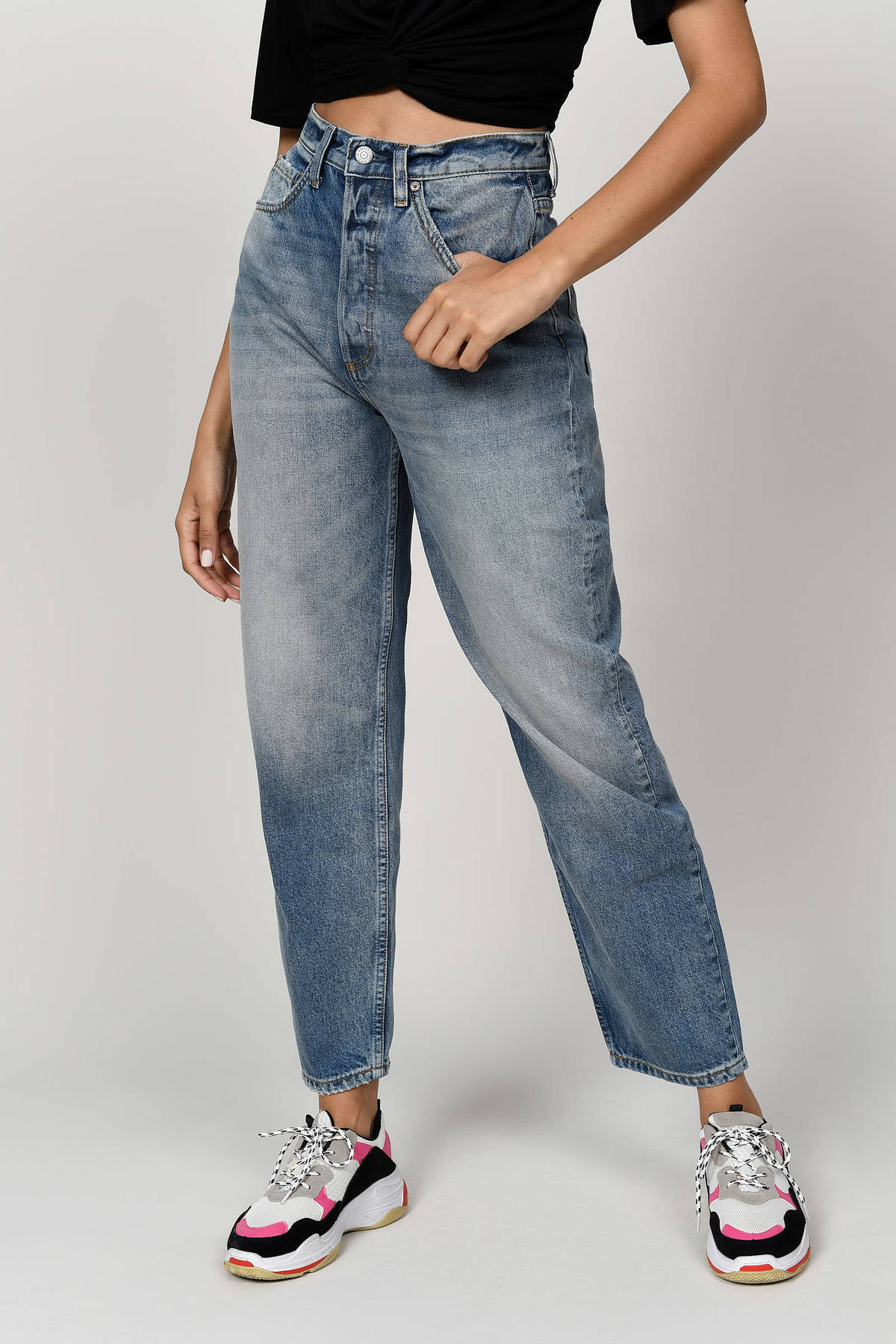 Toby Relaxed & Tapered Jeans in Medium Washed - $94 | Tobi US
