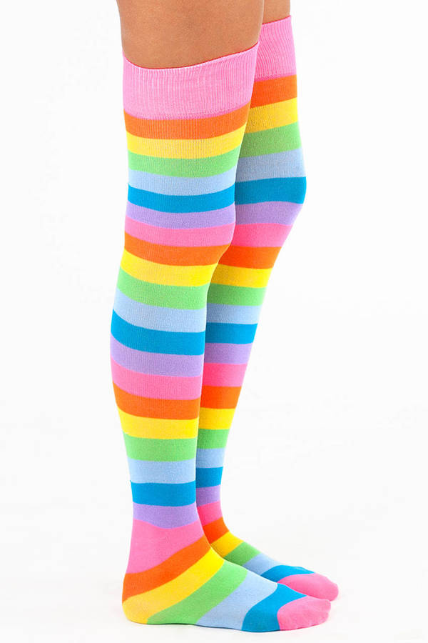 Really Rainbow Thigh High Socks in Multi - $18 | Tobi US