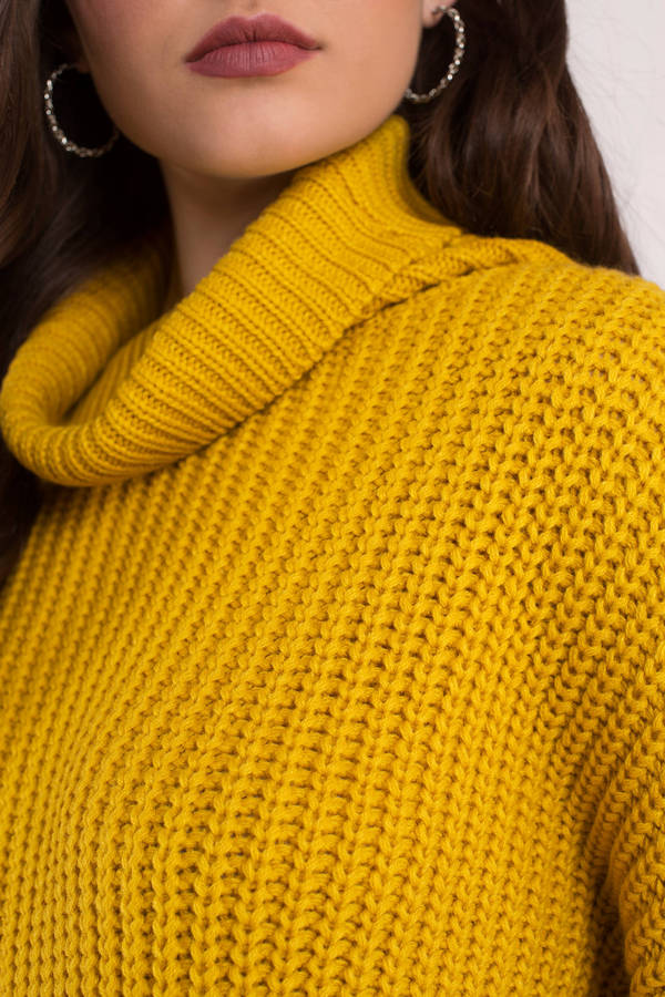 Cute Yellow Sweater - Cowl Neck Sweater 