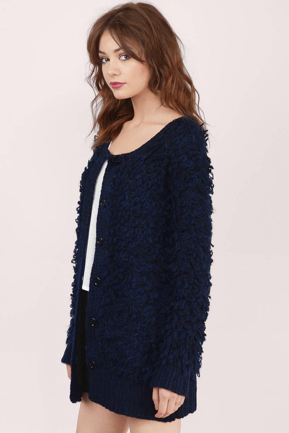 Ossie Loop Knit Cardigan in Navy - $24 | Tobi US