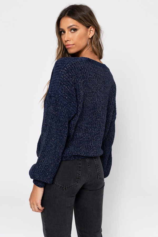 navy blue wrap sweater