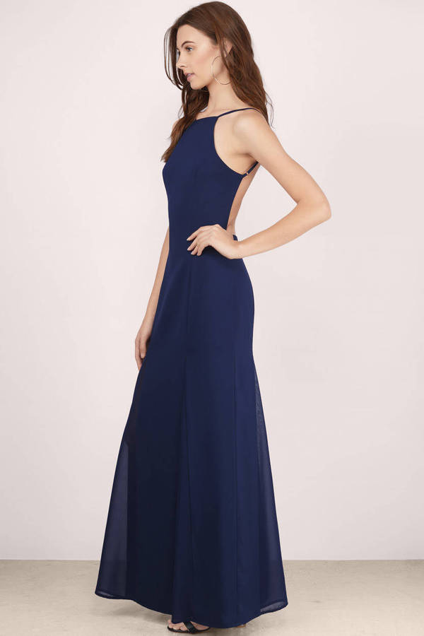 Navy Maxi Dress - Blue Dress - Chiffon Dress - Blue Maxi Dress - $18