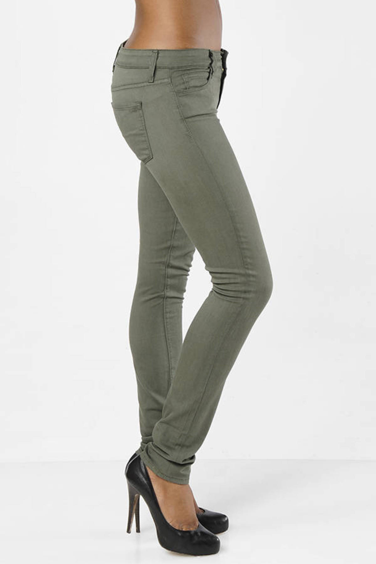 green skinny pants womens