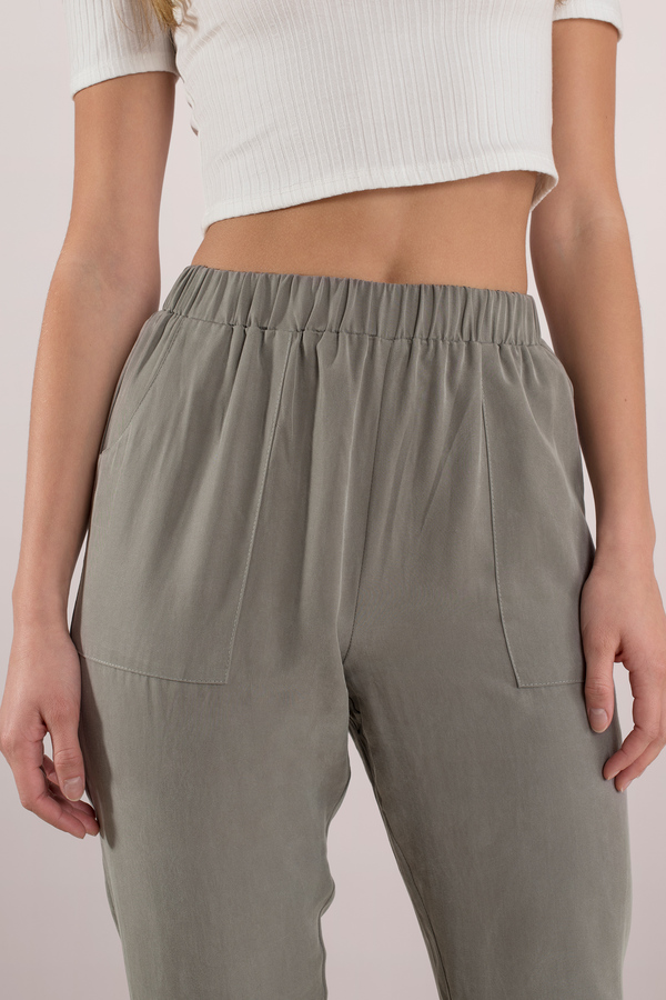 Trendy Green Pants - Everyday Pants - Green High Waisted Joggers - $39 ...