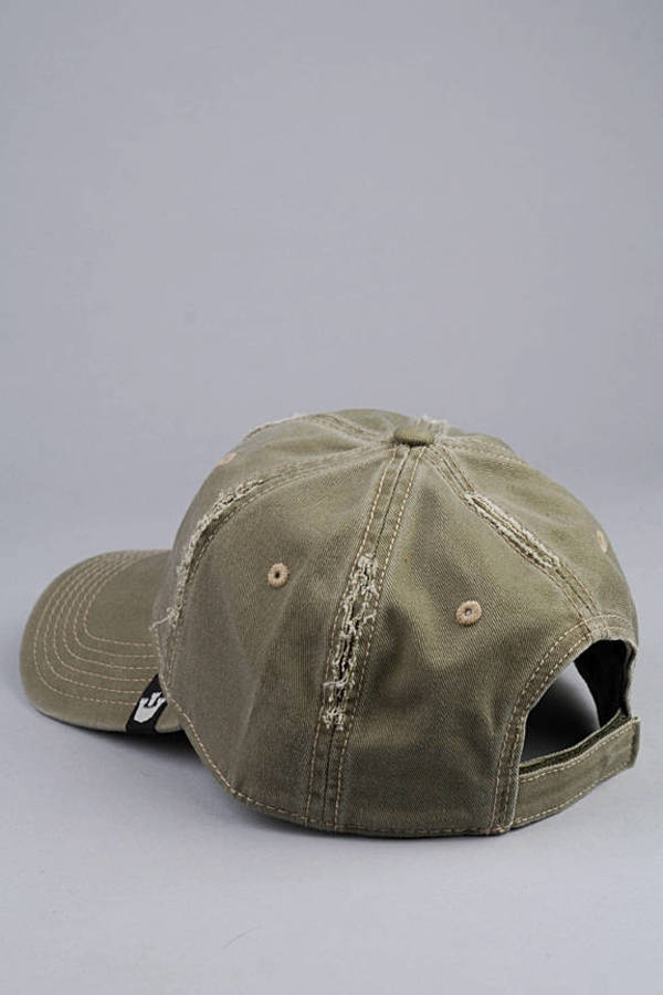 Shredder Distressed Hat in Olive - $15 | Tobi US