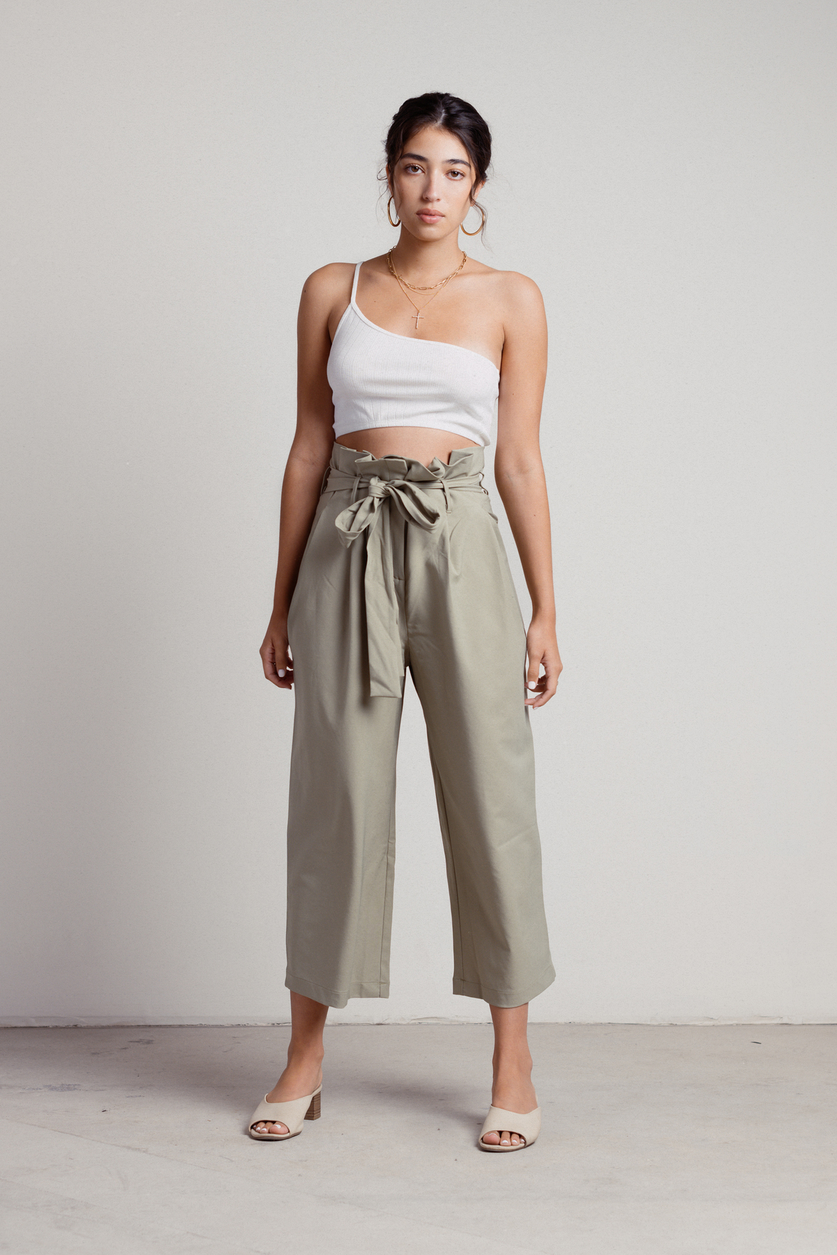 olive paperbag pants