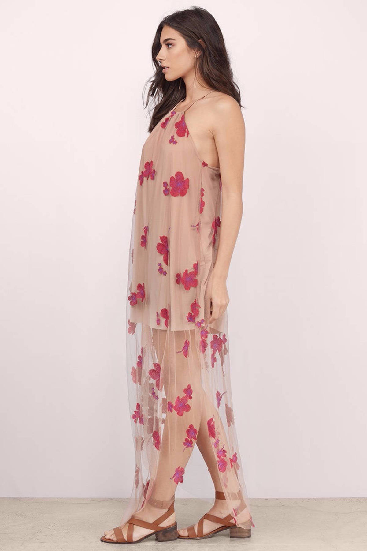 Emily Embroidered Maxi Dress in Pink - $26 | Tobi US