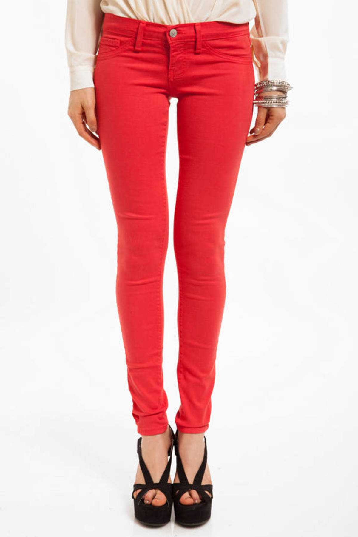 Colored Skinny Jeans in Red - $58 | Tobi US