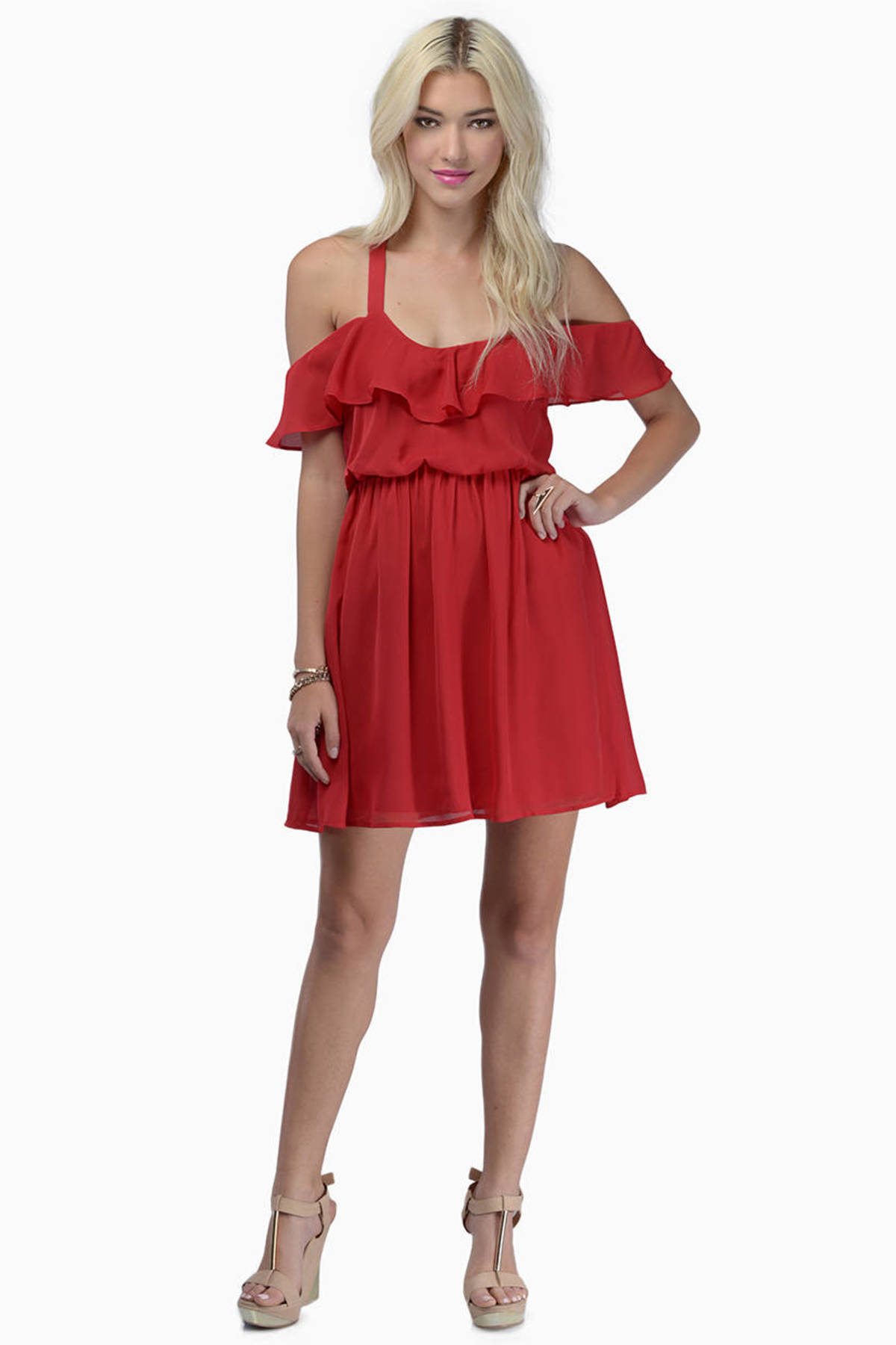 red flutter dress