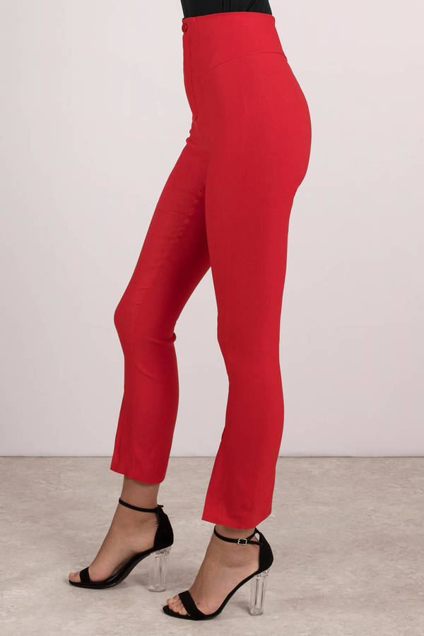 Red Pants - Fitted Pants - Red Cropped Pants - Straight Leg Pants - $74 ...