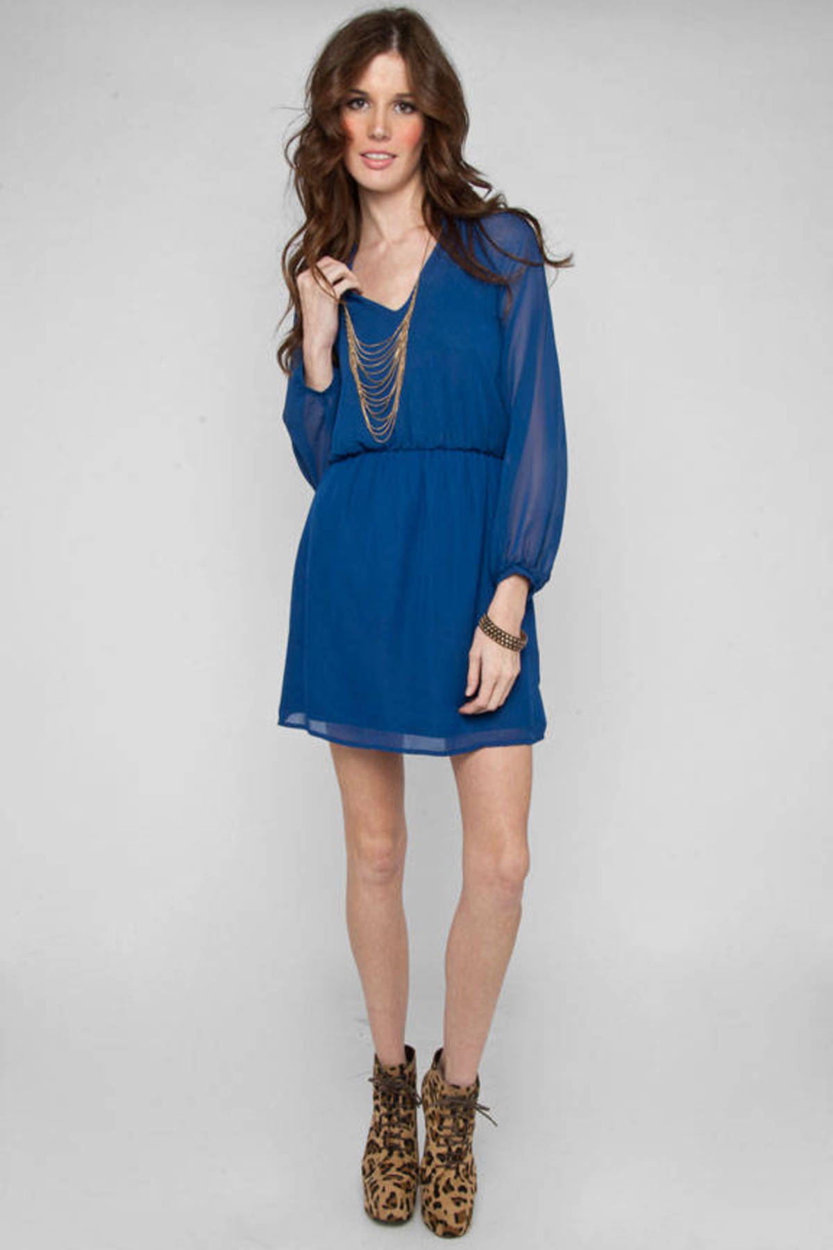 Long Sleeve Dress in Royal Blue - $14 | Tobi US