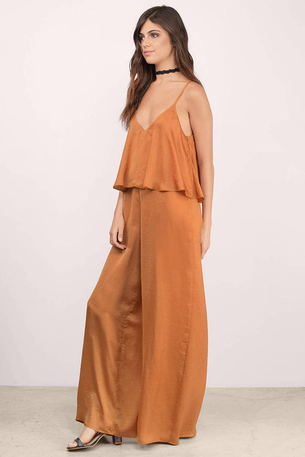 Another Level Tiered Wide Leg Jumpsuit in Rust - C$ 22 | Tobi CA