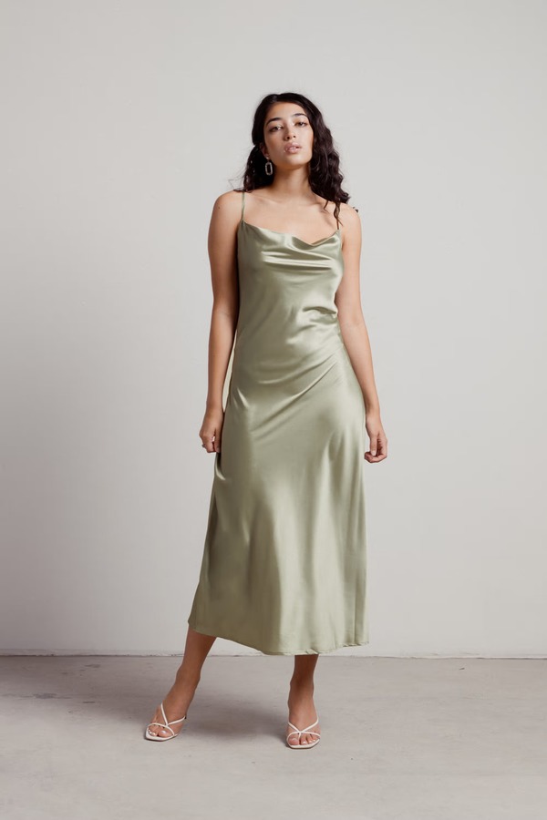 sage green silk dress