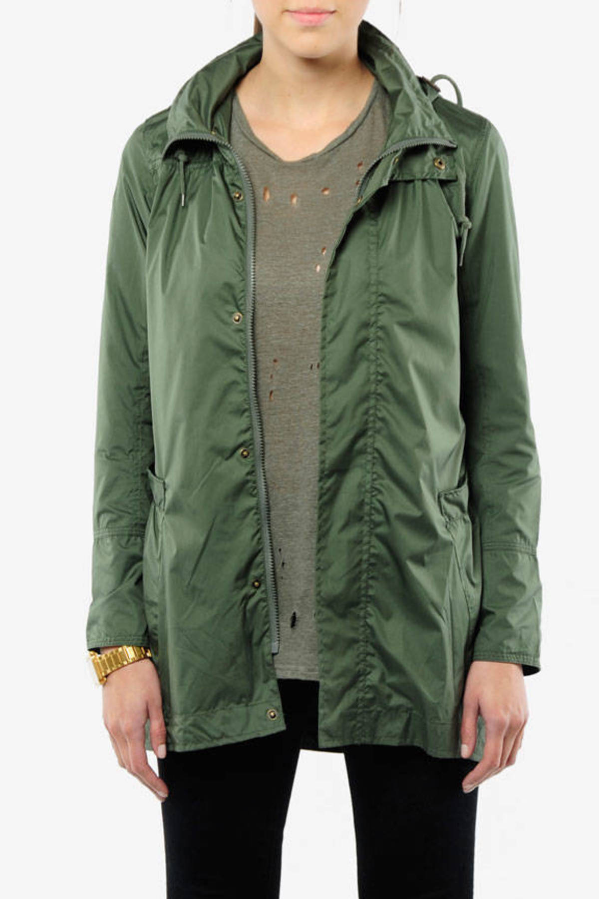 Palmetto Ripstop Microfiber Coat in Sage Green - $57 | Tobi US