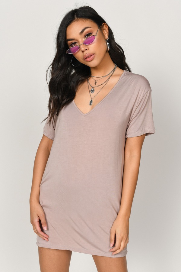 taupe t shirt dress