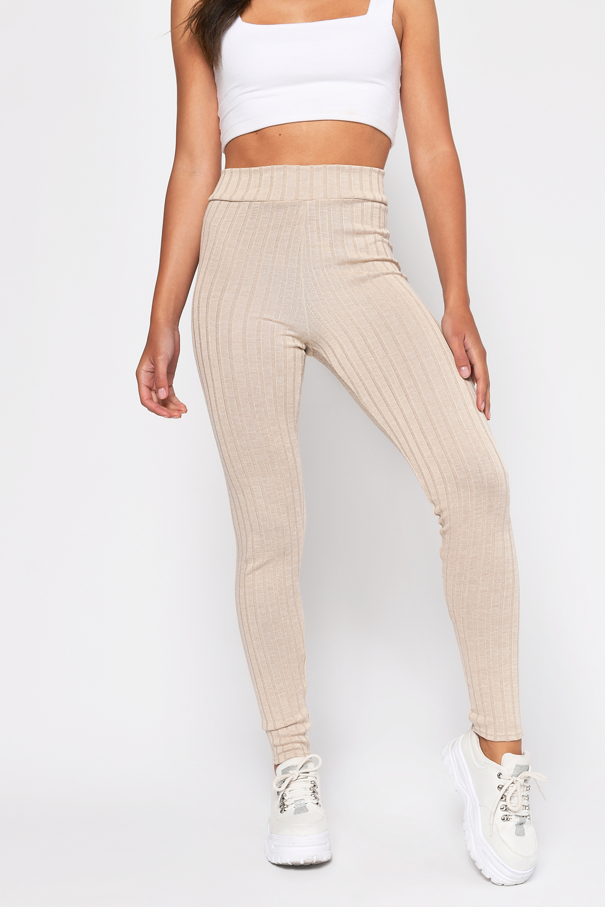 Taupe Ribbed High Waisted Legging