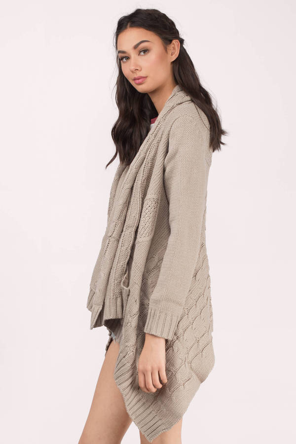 Brown Cardigan - Draped Knit - Brown Cable Knit Cardigan - $19 | Tobi US