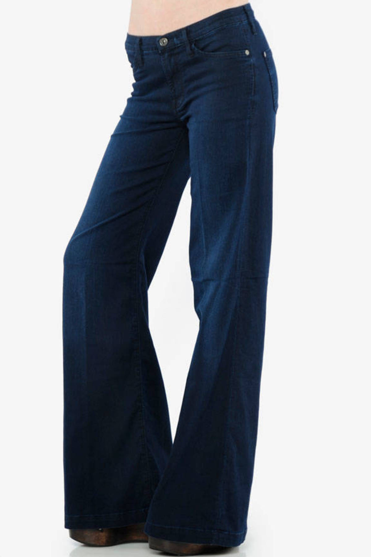 The Trouser Flare Leg Jeans in TBD Dark Featherweight - $50 | Tobi US