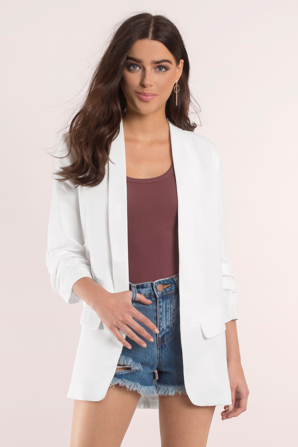 Trendy White Outerwear - Open Front Outerwear - Girl White Blazer - $20 ...