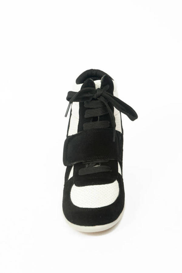 Dakota Sneaker Wedges in White and Black - $64 | Tobi US