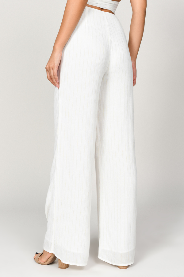 all white high waisted pants
