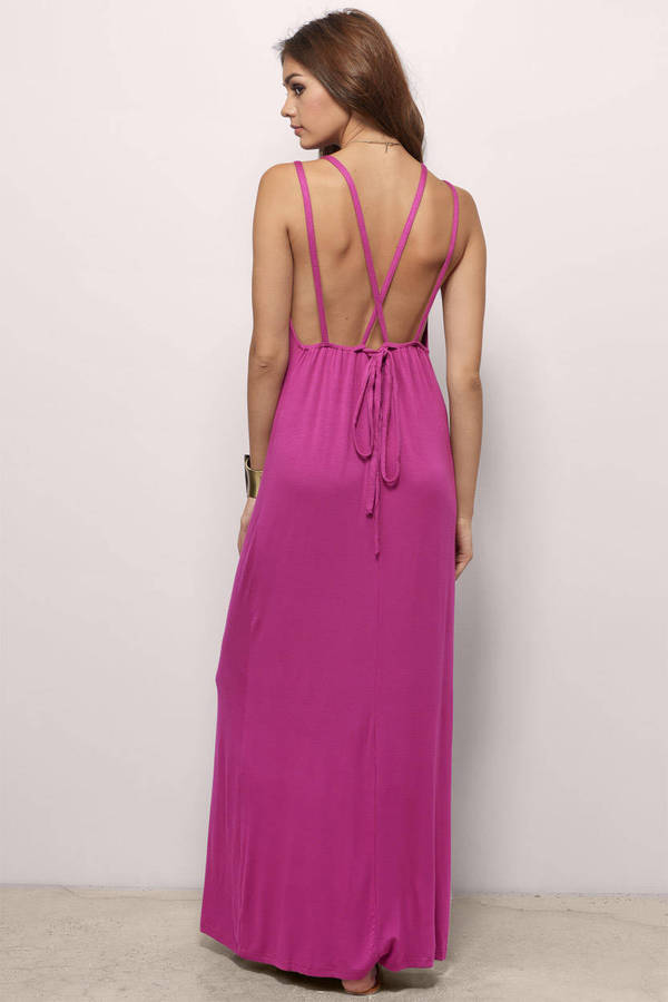 Berry Maxi Dress - Pink Dress - V Neck Dress - Pink Maxi Dress - $9 ...