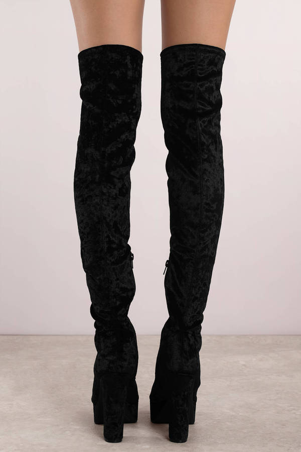 black velvet thigh boots