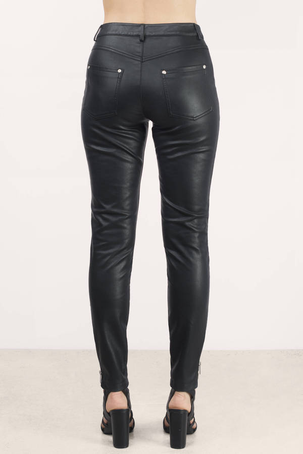 Black Pants - Cropped Pants - Moto Pants - Faux Leather Pants - $21 ...