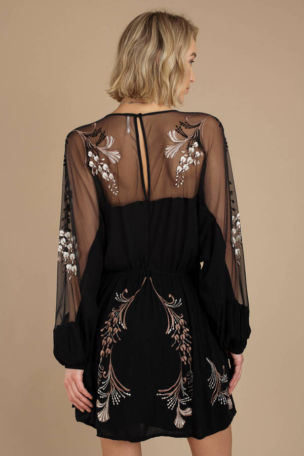 next black embroidered dress