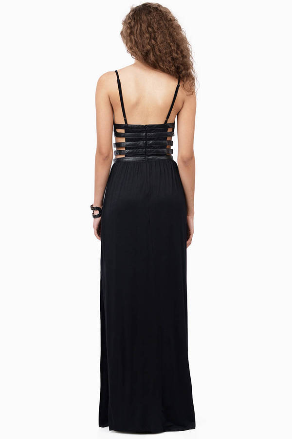 Ivory & Black Maxi Dress - White Dress - Strappy Dress - $12.00