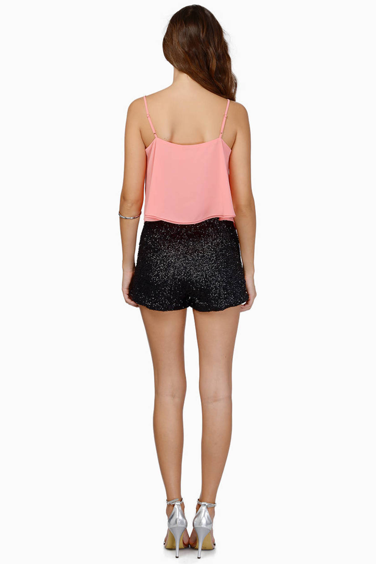 Black Shorts High Waisted Shorts Sequin Shorts Metallic Shorts 8762