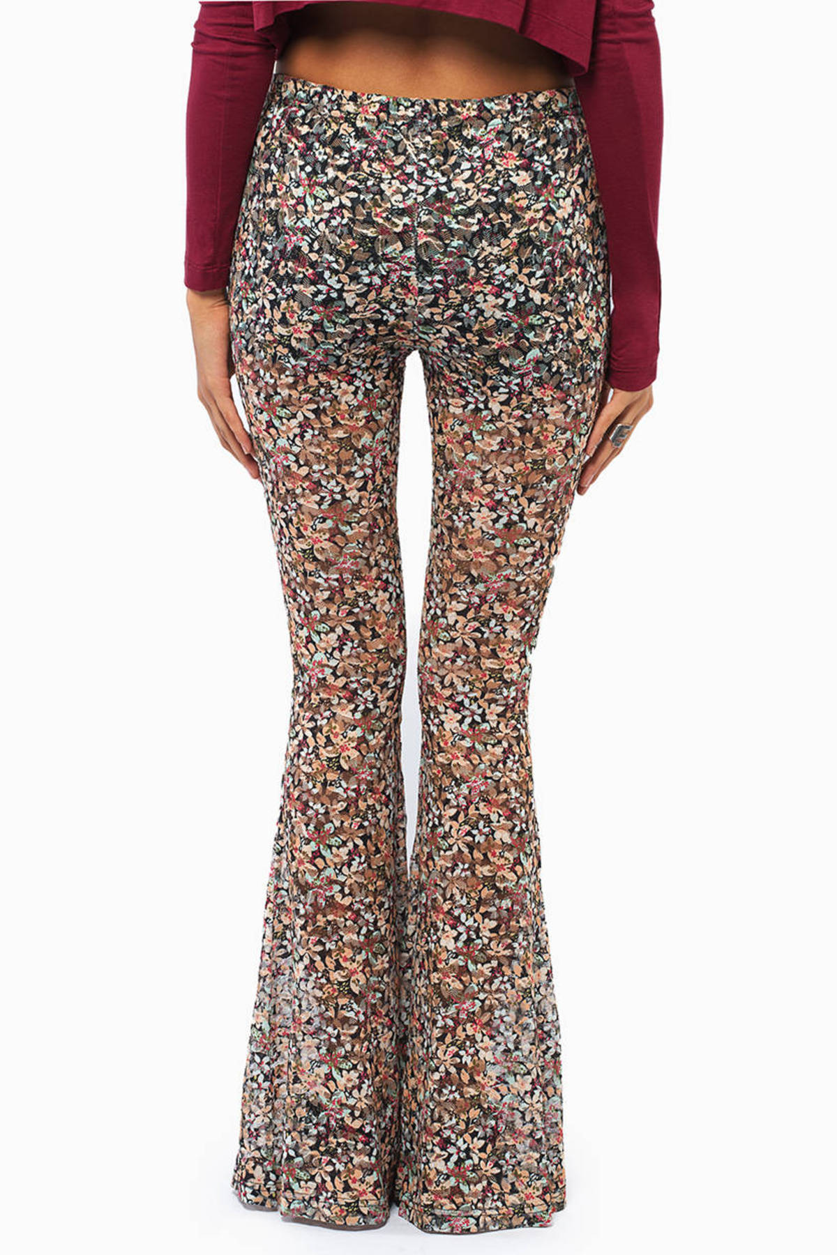 floral flared trousers