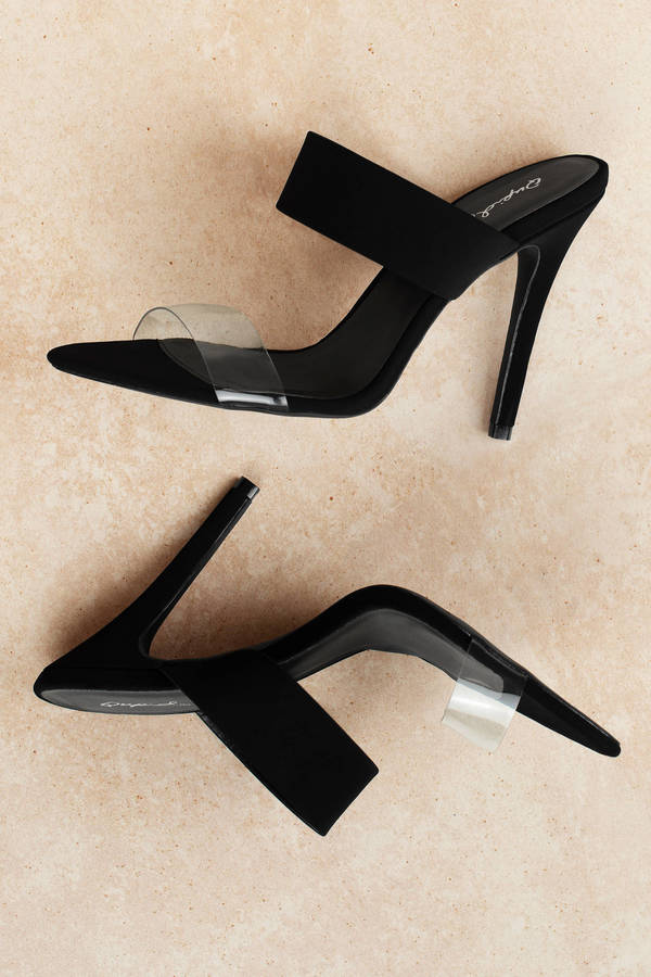 black heels slip on