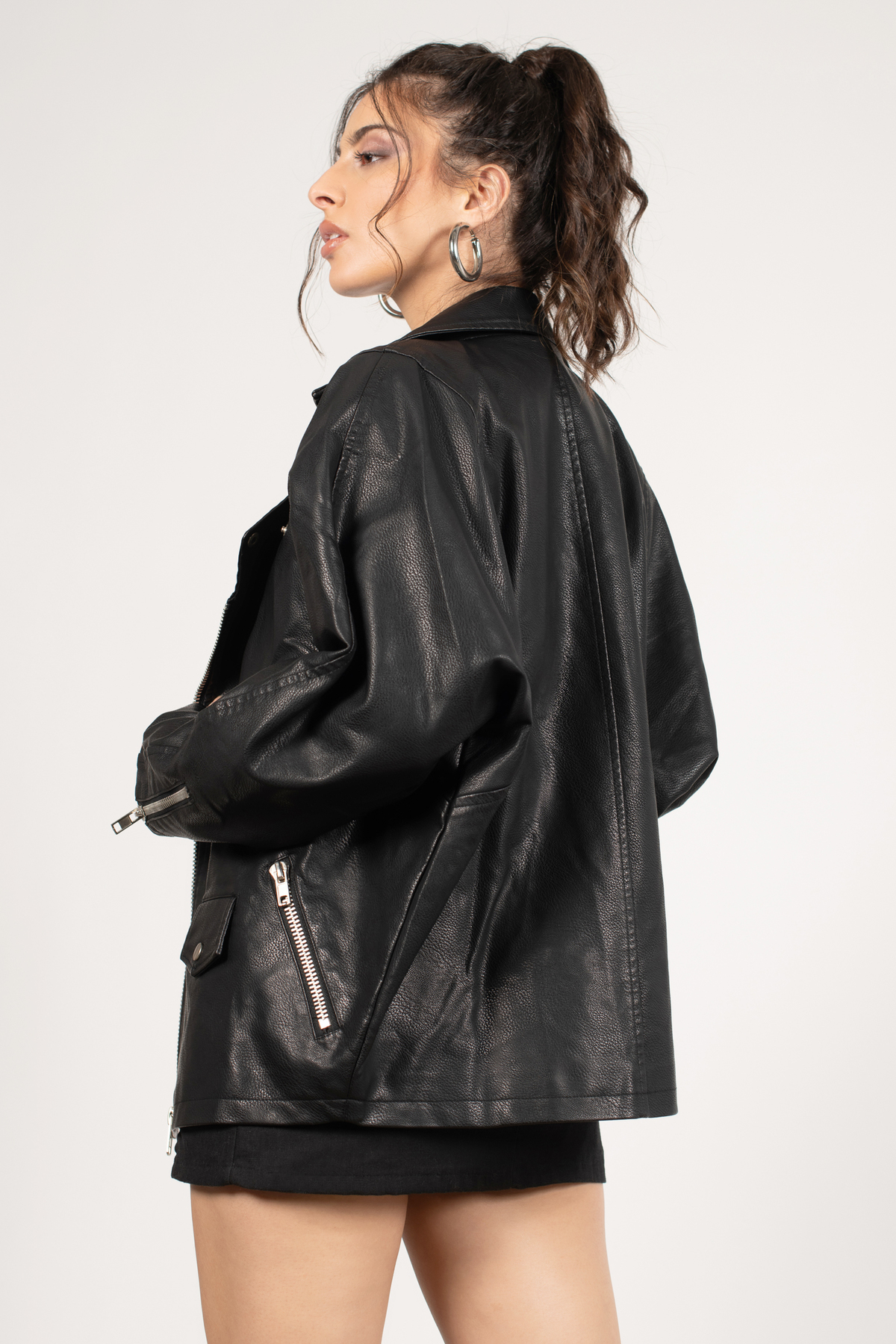 Hold Tight Oversized Faux Leather Jacket In Black 198 Tobi Us 8854