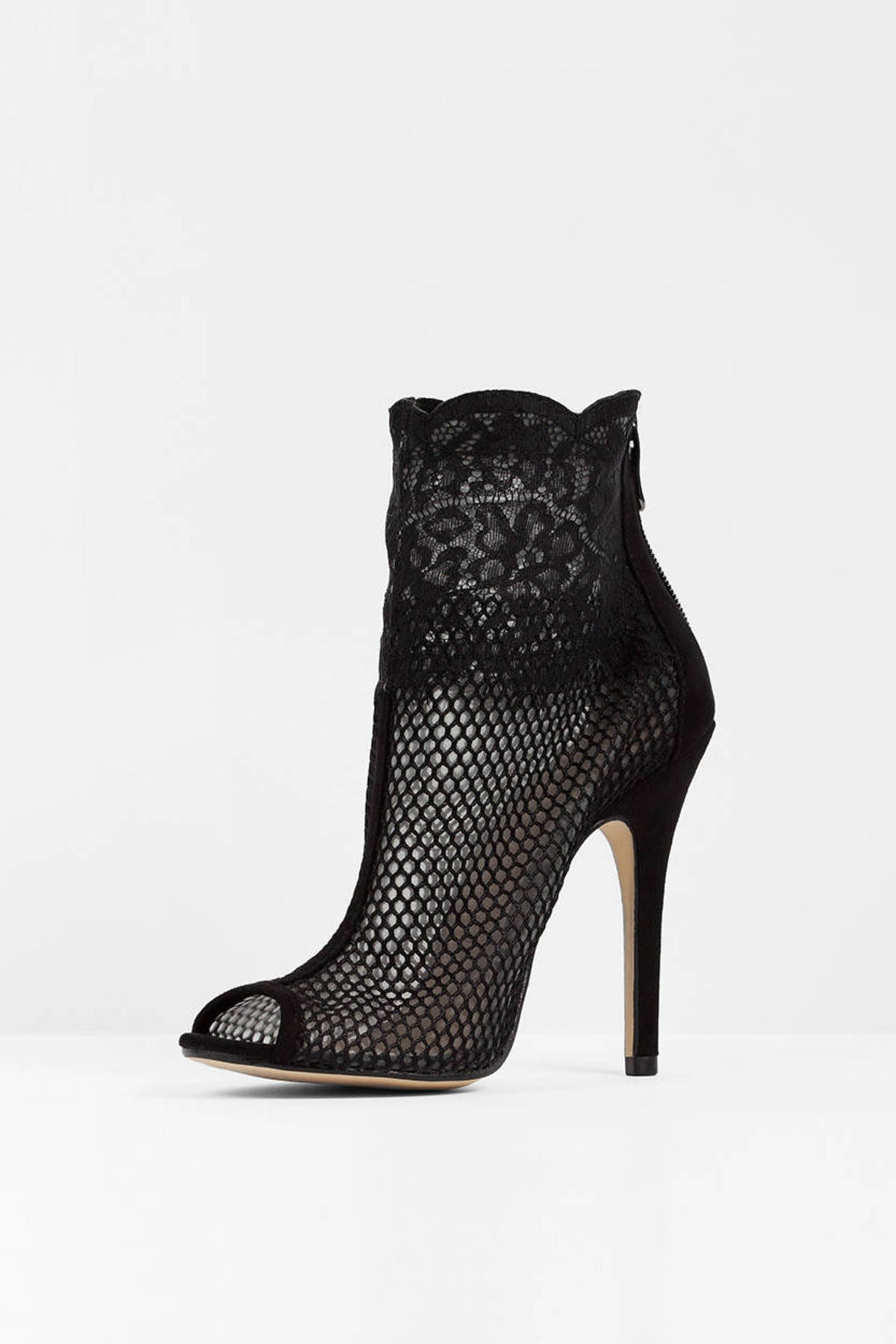 Jeopardy Mesh Peep Toe Booties in Black - $40 | Tobi US