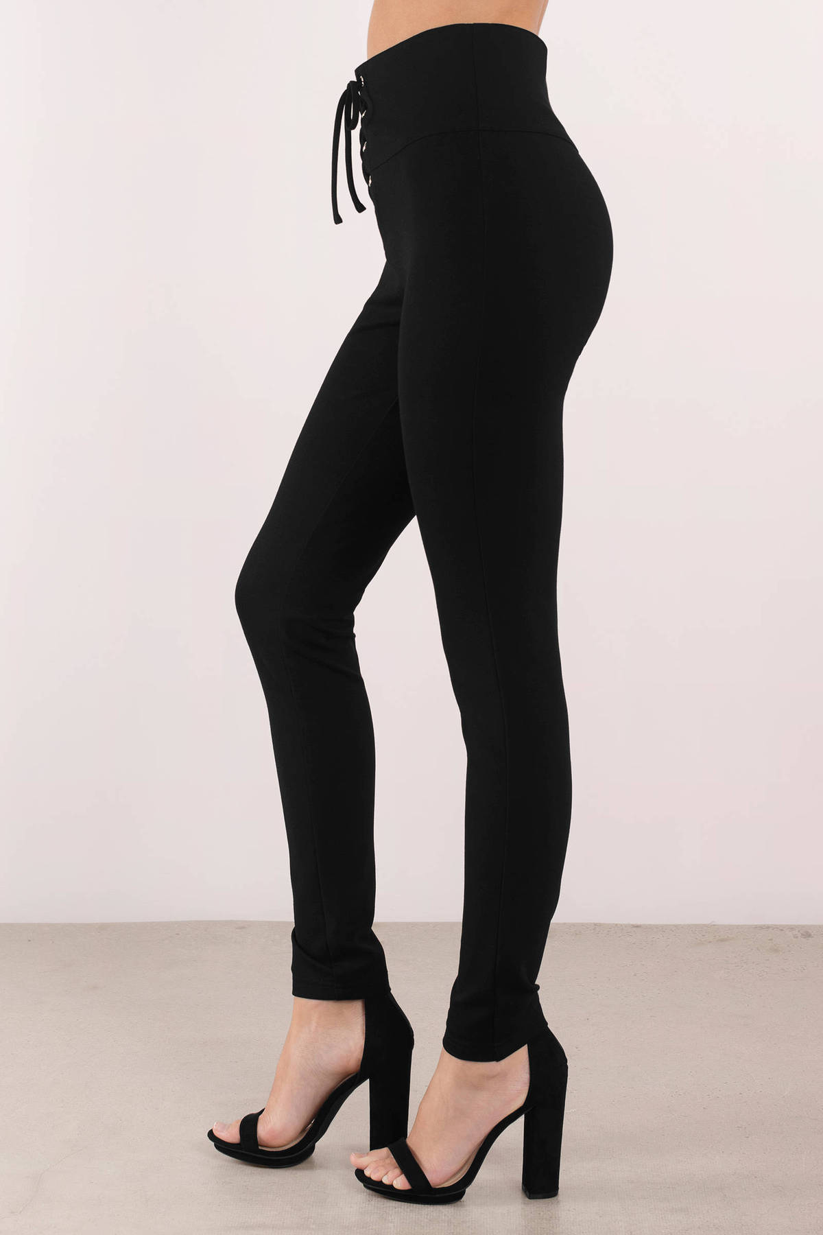 Keep It Casual Lace Up Front Leggings in Black - $27 | Tobi US