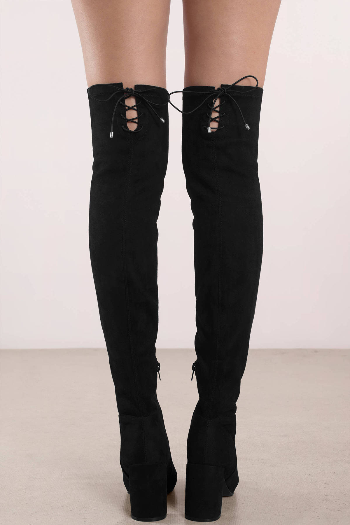 Krush Suede Thigh High Boots in Black - $50 | Tobi US